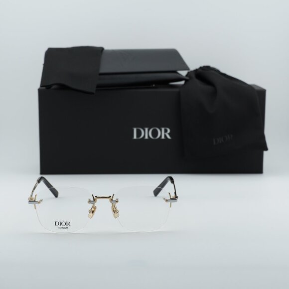 Dior CD DIAMONDO S5U B300 Rimless Rectangle Eyeglasses 52mm - Gold - Picture 6 of 11